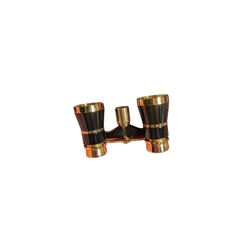 Binolux 3x25 Opera Glass Model 221 Black Gold Tone Binoculars with Pouch and Box
